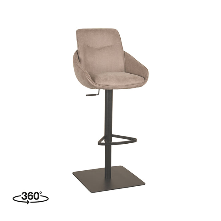 Barkruk Bastian - Taupe - Micro Suede - Gaslift - {{ product.type }} - Kas20