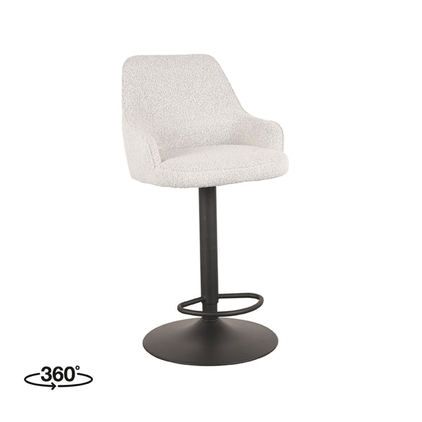 Barkruk Fabrizio - Wit - Boucle - Gaslift - {{ product.type }} - Kas20