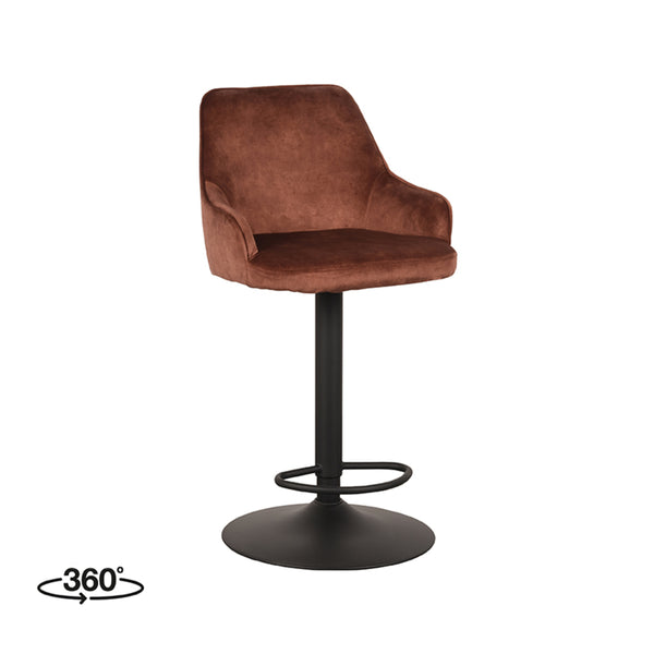 Barkruk Fabrizio - Rust - Velours - Gaslift - {{ product.type }} - Kas20
