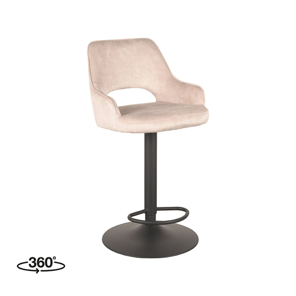 Barkruk Fabian - Naturel - Velours - Gaslift - {{ product.type }} - Kas20