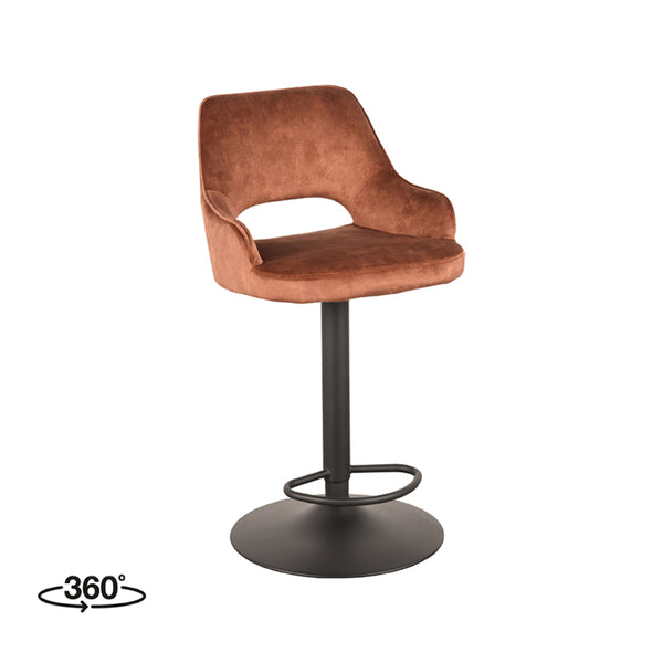 Barkruk Fabian - Rust - Velours - Gaslift - {{ product.type }} - Kas20