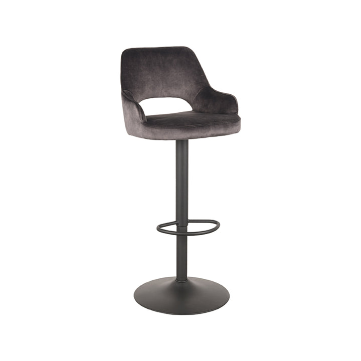 Barkruk Fabian - Antraciet - Velours - Gaslift - {{ product.type }} - Kas20