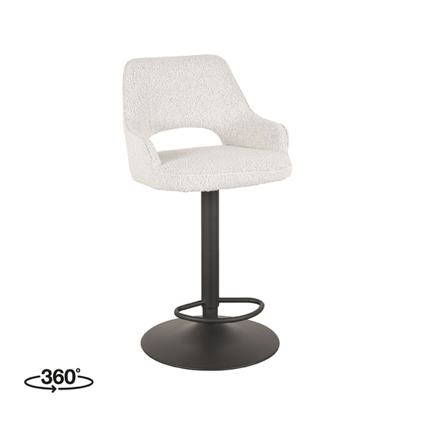 Barkruk Fabian - Wit - Boucle - Gaslift - {{ product.type }} - Kas20