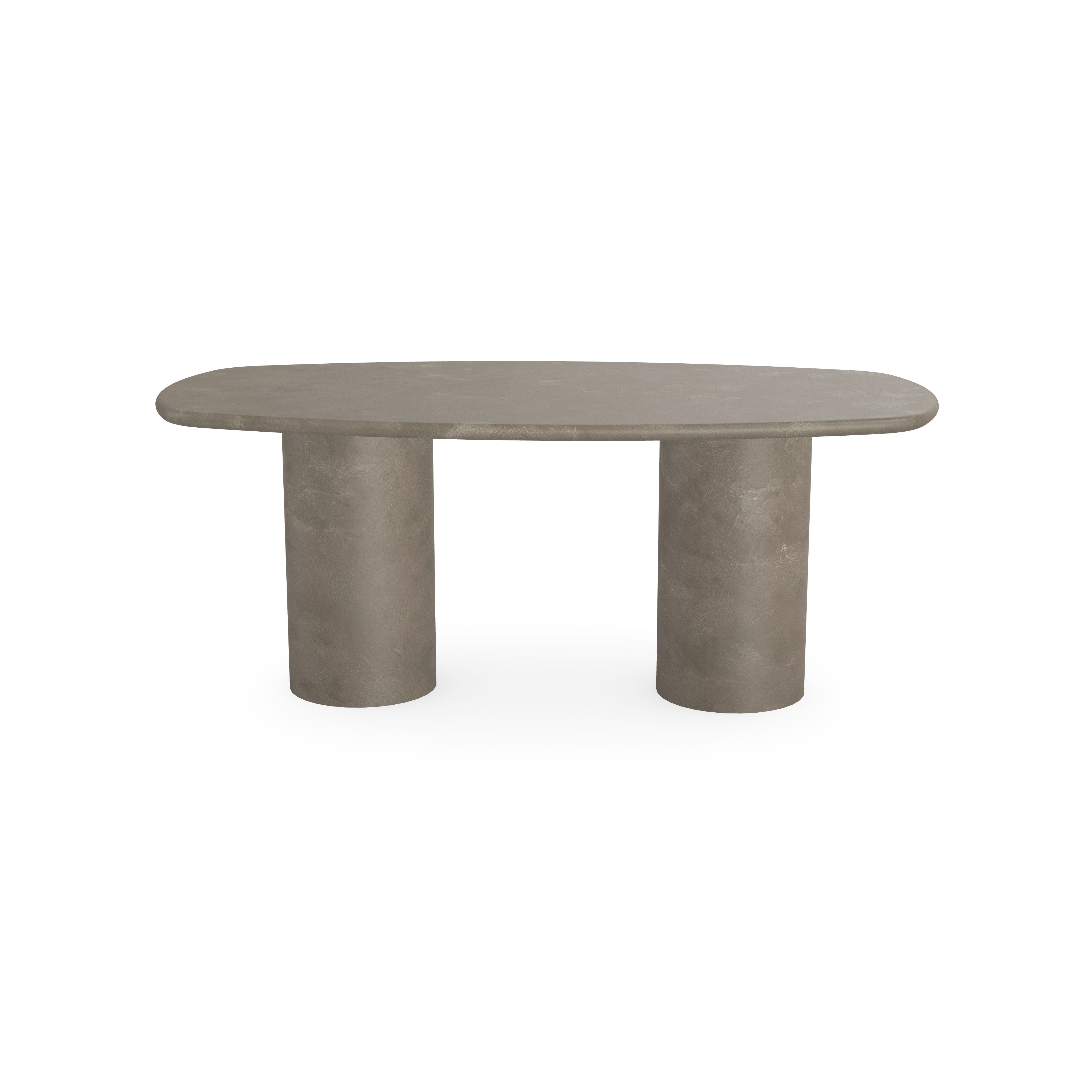 Beton eettafel - Leather taupe - 4cm - Deens ovaal - Columbus duo