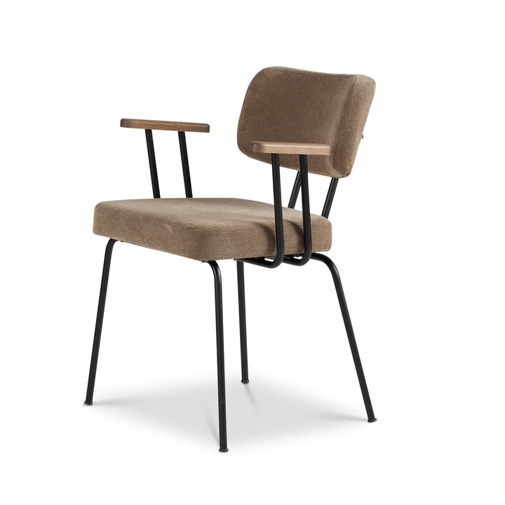 Ted Eetkamerstoel + arm - Portofino Brown - Zwart Onderstel - Armleuning Tabacco - {{ product.type }} - Kas20