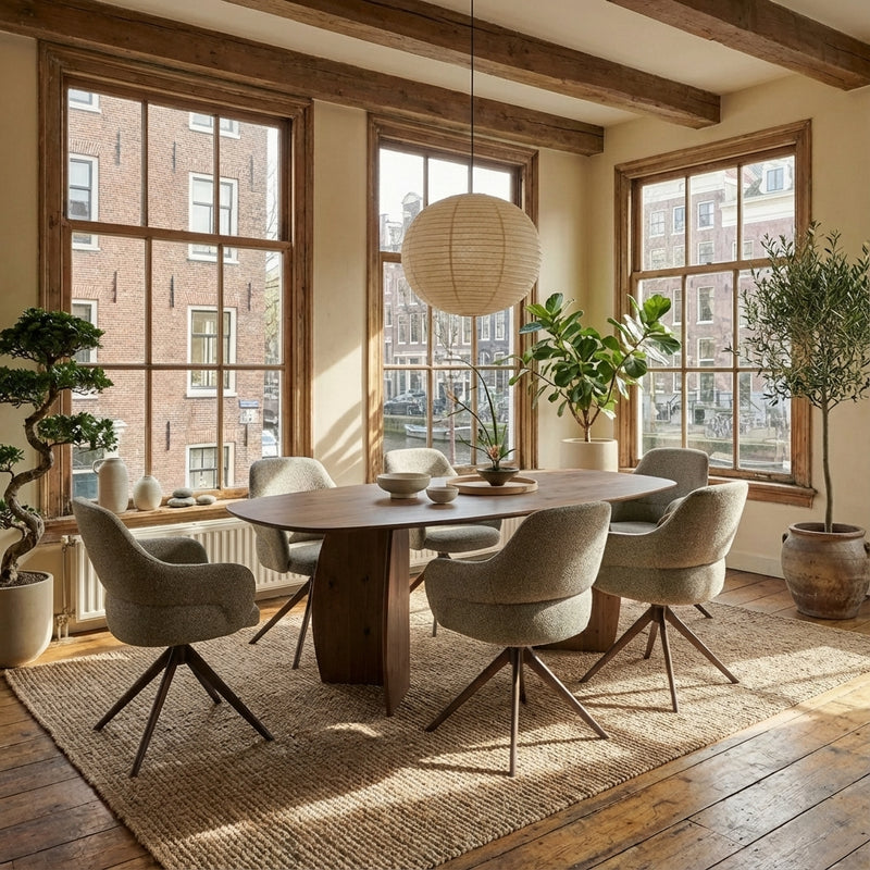 Oak solid dining table tuscany 2x - Danish oval - moon tuscany 2x