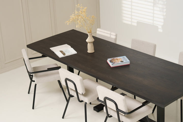 Eiken massief eettafel Black smoke intens - recht - Halve plus zwart - {{ product.type }} - Kas20