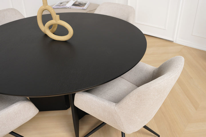 Eiken eettafel Zwart - Rond - Maan zwart - {{ product.type }} - Kas20
