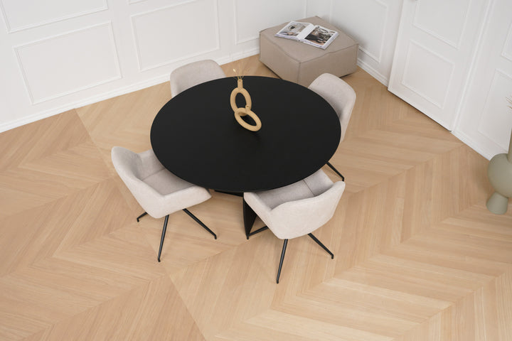 Eiken eettafel Zwart - Rond - Maan zwart - {{ product.type }} - Kas20