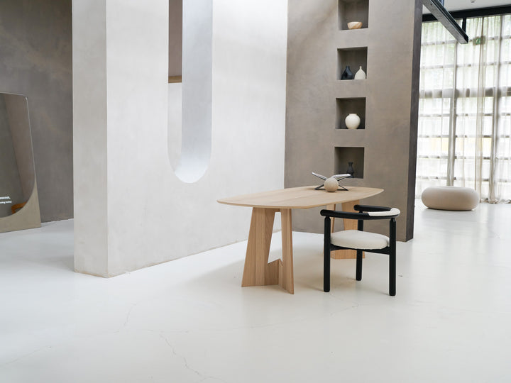 Houten Eetkamerstoel Kaori - Beige - hout onderstel zwart - {{ product.type }} - Kas20