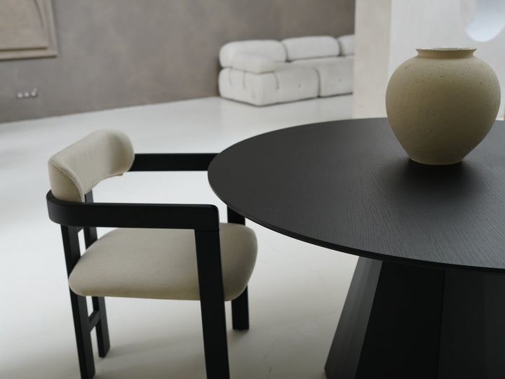 Eiken eettafel Zwart - Rond - Cone Zwart - {{ product.type }} - Kas20