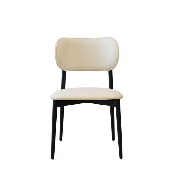 Houten Eetkamerstoel Toshi - Beige - hout onderstel zwart - {{ product.type }} - Kas20