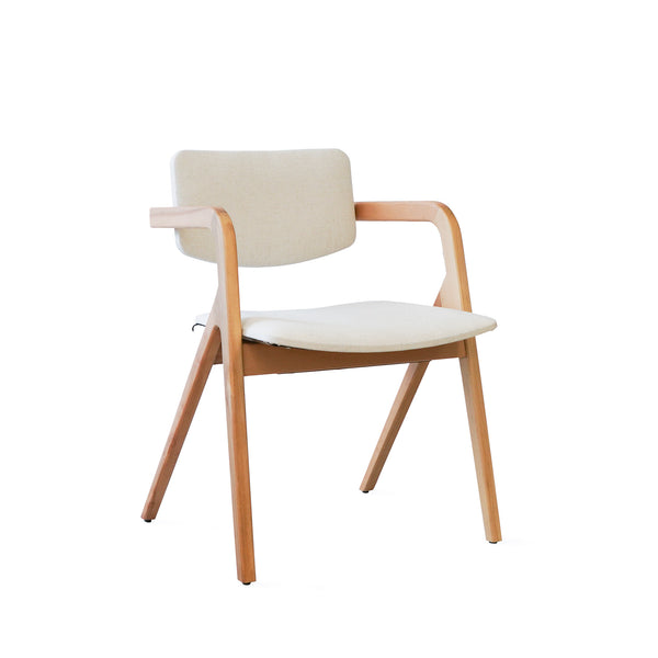Houten Eetkamerstoel Mika - Beige - hout onderstel naturel - {{ product.type }} - Kas20