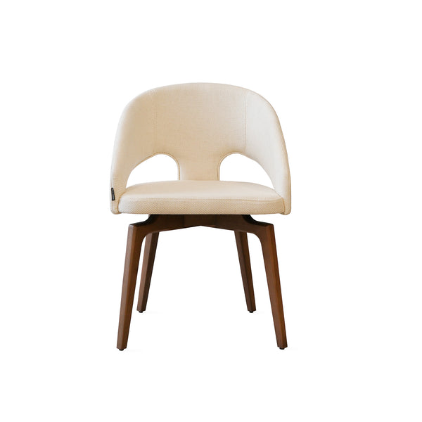 Houten Eetkamerstoel Suki - Beige - hout onderstel bruin - {{ product.type }} - Kas20