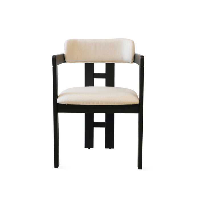 Eetkamerstoel hout Aiko - Beige met zwart frame - {{ product.type }} - Kas20