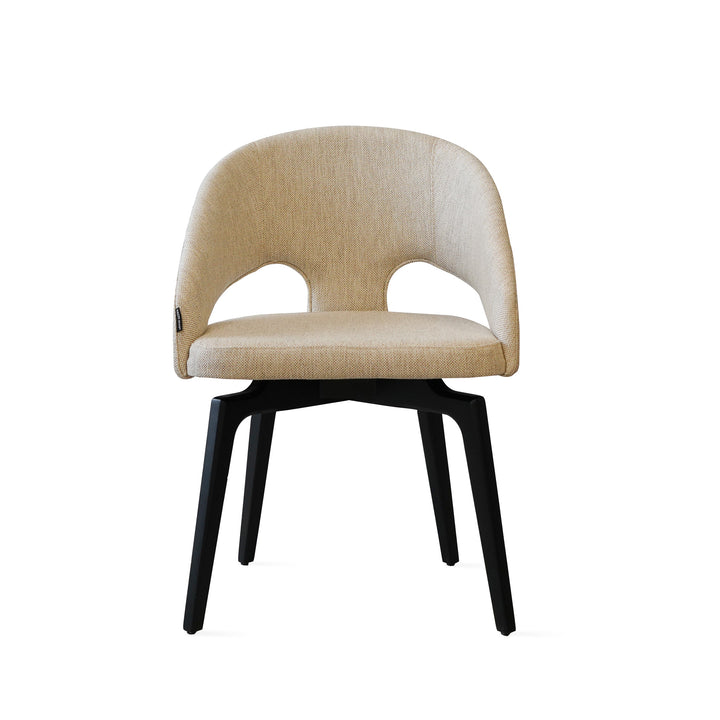 Houten Eetkamerstoel Suki - Beige - hout onderstel zwart - {{ product.type }} - Kas20