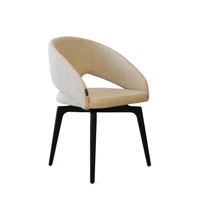 Houten Eetkamerstoel Suki - Beige - hout onderstel zwart - {{ product.type }} - Kas20