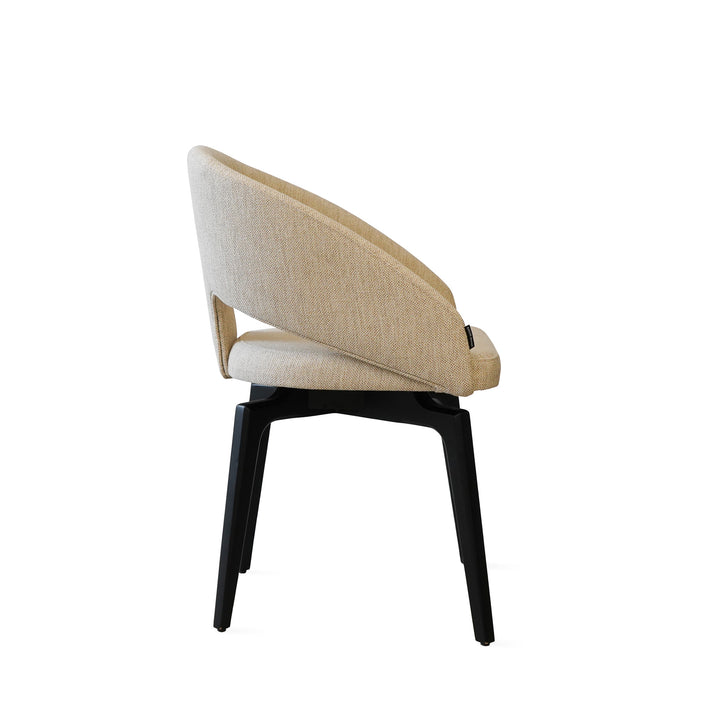 Houten Eetkamerstoel Suki - Beige - hout onderstel zwart - {{ product.type }} - Kas20