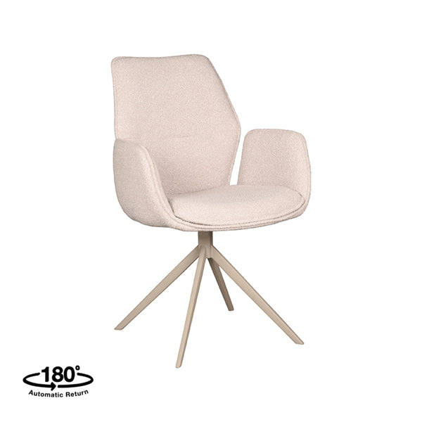 Eetkamerstoel Aura - Naturel - Boucle - Taupe Onderstel - {{ product.type }} - Kas20