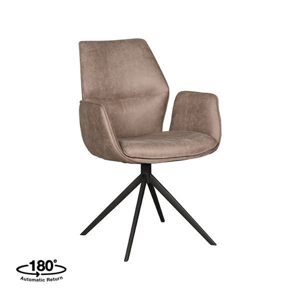 Eetkamerstoel Aura - Taupe - Micro Suede - Zwart Onderstel - {{ product.type }} - Kas20