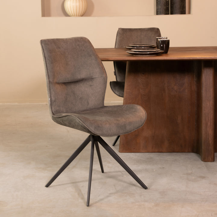 Eetkamerstoel Lusso - Antraciet - Cosmo - Zwart Onderstel (set van 2) - {{ product.type }} - Kas20