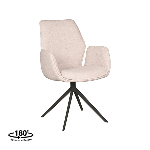 Eetkamerstoel Aura - Naturel - Boucle - Zwart Onderstel - {{ product.type }} - Kas20