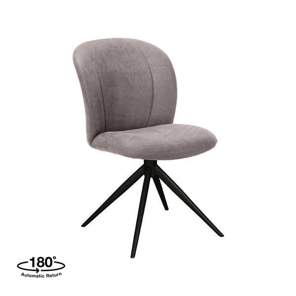 Eetkamerstoel Kieran - Taupe - Micro Suede - Zwart Onderstel (set van 2) - {{ product.type }} - Kas20