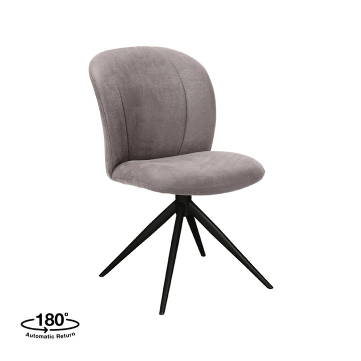 Eetkamerstoel Kieran - Taupe - Micro Suede - Zwart Onderstel (set van 2) - {{ product.type }} - Kas20
