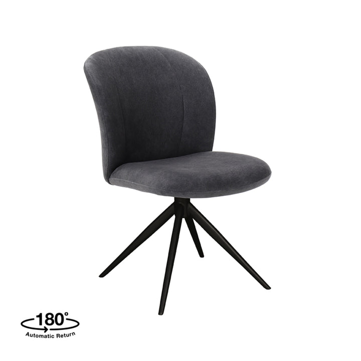 Eetkamerstoel Kieran - Antraciet - Cosmo - Zwart Onderstel (set van 2) - {{ product.type }} - Kas20