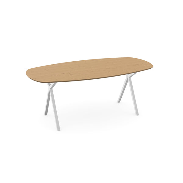 Eiken eettafel Naturel - Deens ovaal - Scissor Wit