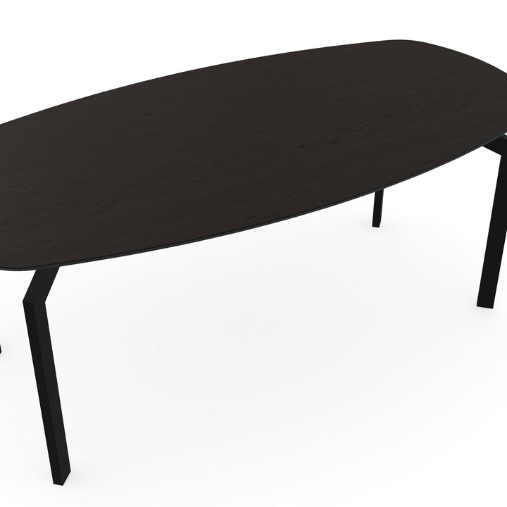Eiken eettafel black smoke intens - Deens ovaal - I haaks zwart - {{ product.type }} - Kas20