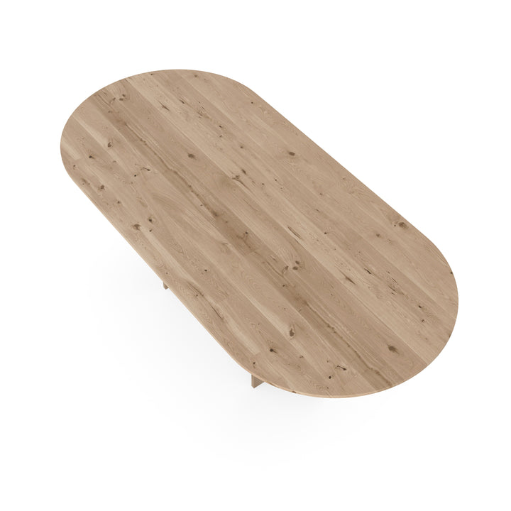Eiken eettafel naturel - Plat ovaal - T poot naturel - {{ product.type }} - Kas20