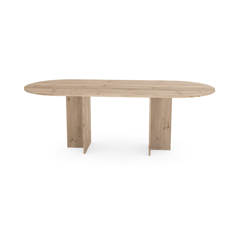 Eiken eettafel naturel - Plat ovaal - T poot naturel - {{ product.type }} - Kas20