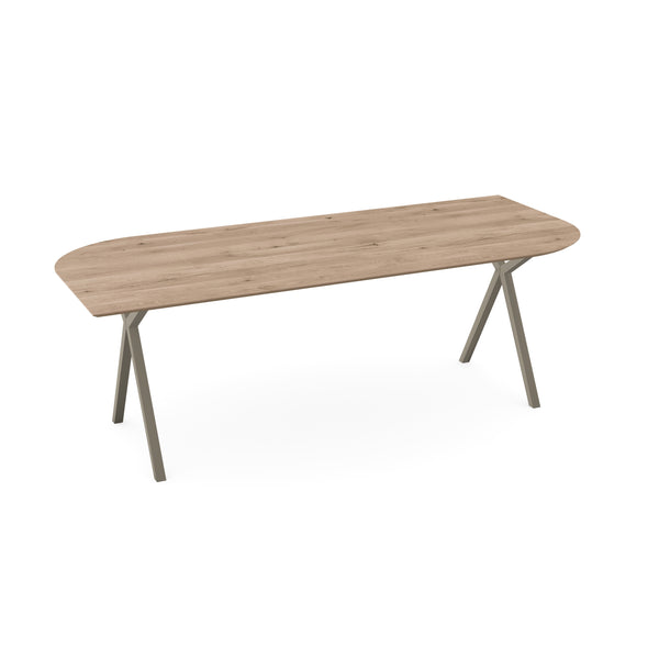Eiken eettafel naturel - Punt ovaal-A - Scissor licht bruin - {{ product.type }} - Kas20