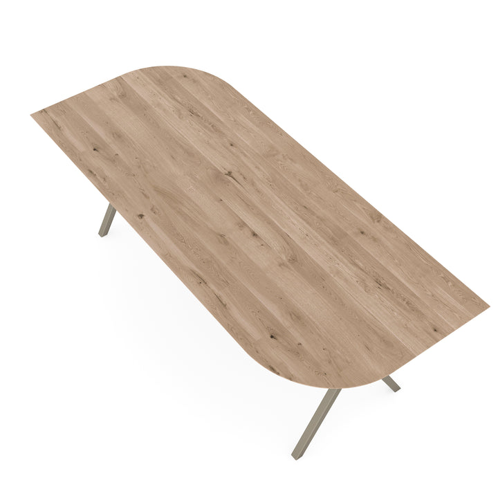 Eiken eettafel naturel - Punt ovaal-A - Scissor licht bruin - {{ product.type }} - Kas20