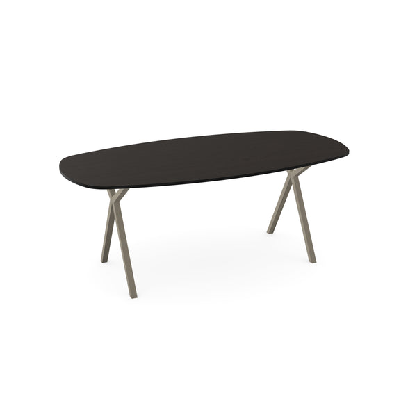 Eiken eettafel black smoke intens - Deens ovaal - Scissor licht bruin