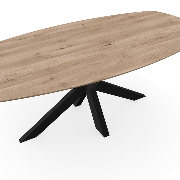Eiken eettafel Naturel - Deens ovaal - Matrix Dun Zwart - {{ product.type }} - Kas20