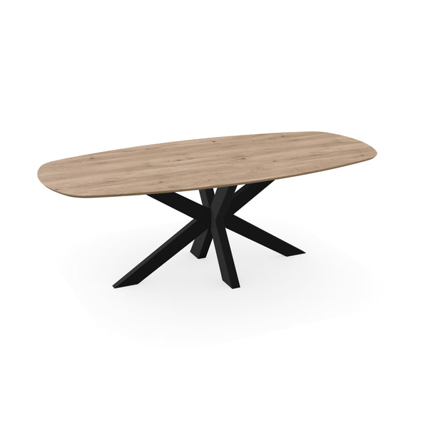 Eiken eettafel Naturel - Deens ovaal - Matrix Dun Zwart - {{ product.type }} - Kas20