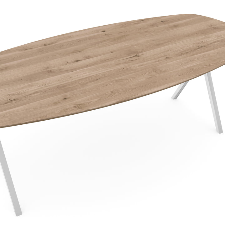 Eiken eettafel Naturel - Deens ovaal - Scissor Wit - {{ product.type }} - Kas20