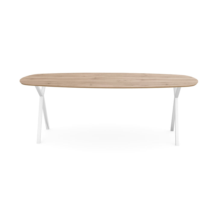 Eiken eettafel Naturel - Deens ovaal - Scissor Wit - {{ product.type }} - Kas20