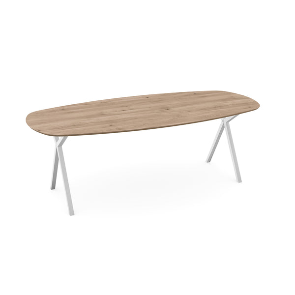 Eiken eettafel Naturel - Deens ovaal - Scissor Wit - {{ product.type }} - Kas20