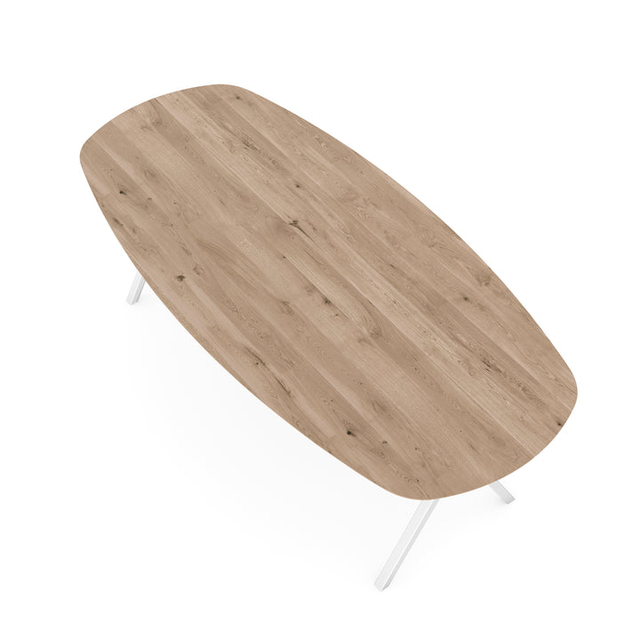 Eiken eettafel Naturel - Deens ovaal - Scissor Wit - {{ product.type }} - Kas20