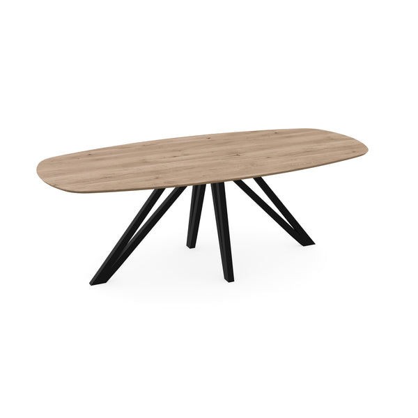 Eiken eettafel naturel - Deens ovaal - Spin zwart