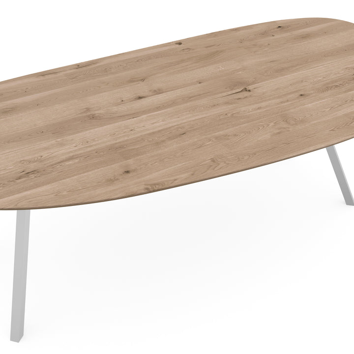 Eiken eettafel naturel - Organisch A - I poot wit - {{ product.type }} - Kas20