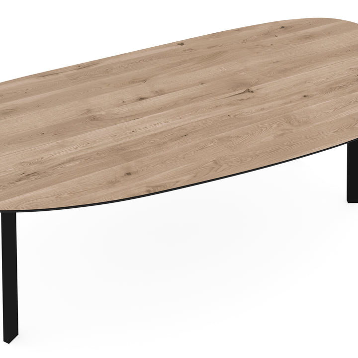 Eiken eettafel naturel - Organisch A - I poot schuin zwart - {{ product.type }} - Kas20