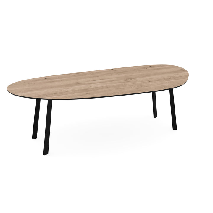 Eiken eettafel naturel - Organisch A - I poot schuin zwart - {{ product.type }} - Kas20