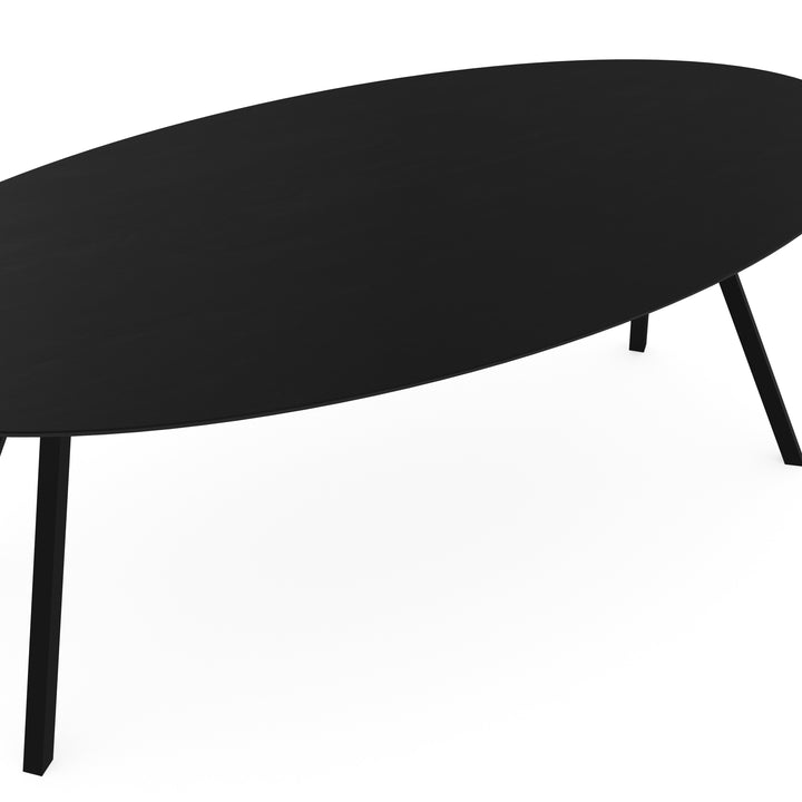 Eiken eettafel zwart - Ovaal - I-Poot schuin zwart - {{ product.type }} - Kas20