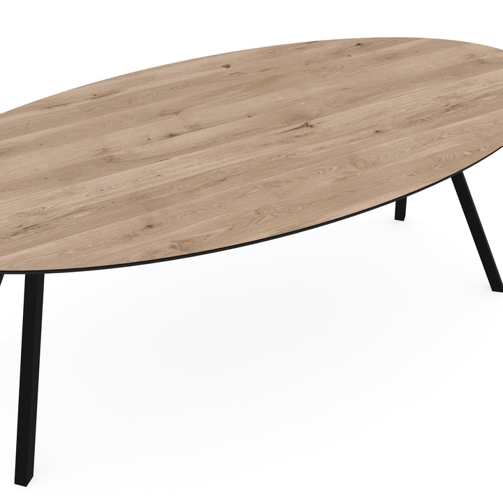 Eiken eettafel naturel - Ovaal - I-Poot schuin zwart - {{ product.type }} - Kas20