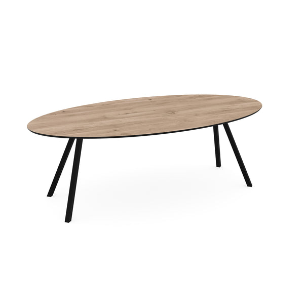 Eiken eettafel naturel - Ovaal - I-Poot schuin zwart