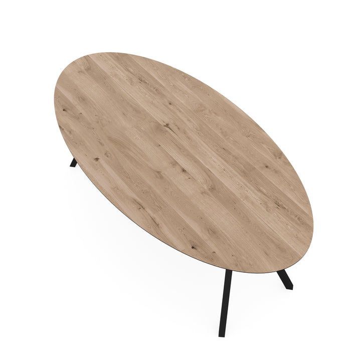 Eiken eettafel naturel - Ovaal - I-Poot schuin zwart - {{ product.type }} - Kas20